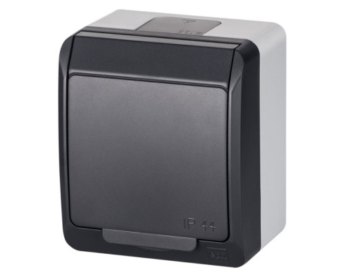 HERMES - Розетка 2P+E, 16A/250V, с крышкой, IP44, антрацит