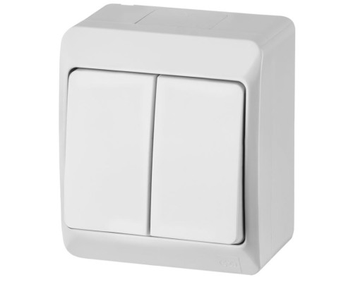 HERMES - Выключатель двухклавишный, 10A/250V, IP44, белый