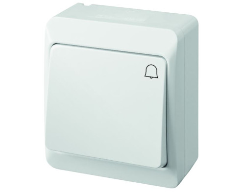 HERMES - Выключатель кнопочный с пиктограммой "звонок", 10A/250V, IP44, белый