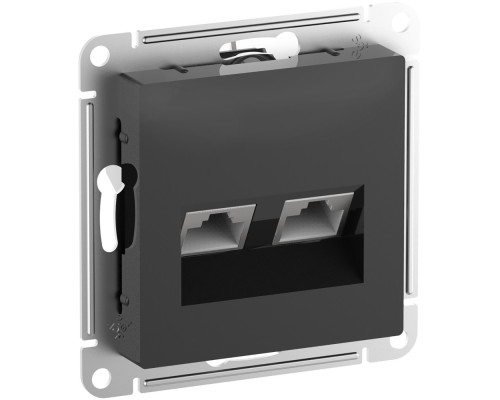 ATLASDESIGN РОЗЕТКА двойная компьютерная RJ45+RJ45, кат.6А, механизм, КАРБОН