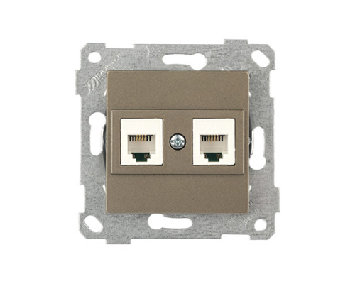 Rita - Розетка 2хRJ-45 кат. 6 UTP, антрацит