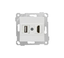 Rita - Розетка HDMI + USB Type A, для передачи данных, белая