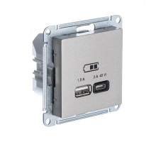 ATLASDESIGN USB РОЗЕТКА A + тип-C 45Вт высокоскор.заряд. QC,PD, мех., ШАМПАНЬ