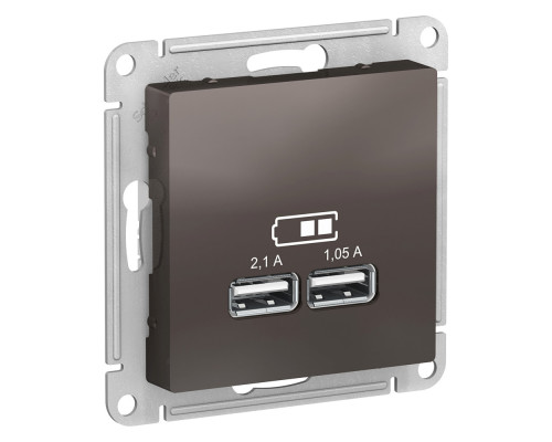 ATLASDESIGN USB РОЗЕТКА A+A, 5В/2,1 А, 2х5В/1,05 А, механизм, МОККО