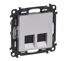 Valena Life - Розетка 2хRJ-45 UTP CAT5E, алюминий (инд. упаковка)