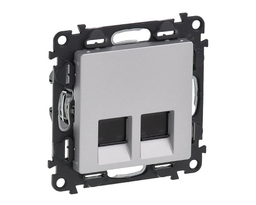 Valena Life - Розетка 2хRJ-45 UTP CAT6, алюминий (инд. упаковка)