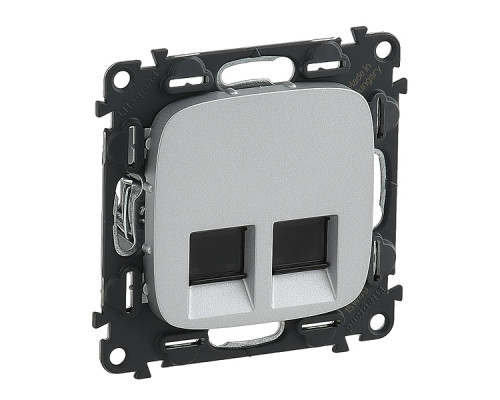 Valena Allure - Розетка 2хRJ-45 UTP CAT6, алюминий (инд. упаковка)