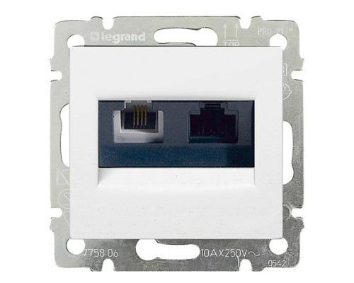 Valena - Розетка двойная RJ 45 кат. 5е UTP + RJ 11, белая