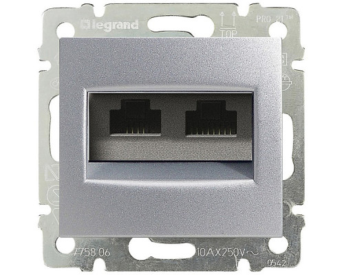 Valena - Розетка 2хRJ-45 UTP CAT5E монтаж на винтах, алюминий
