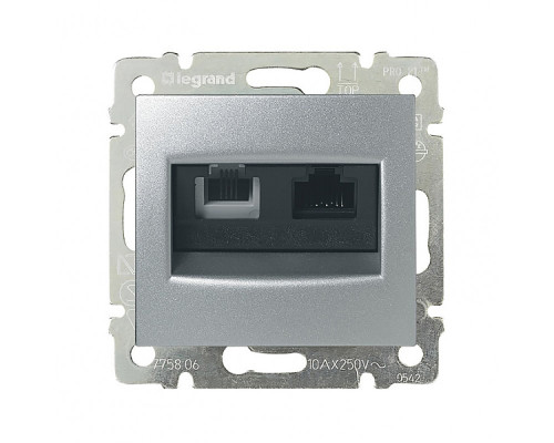 Valena - Розетка двойная RJ 45 кат. 5е UTP + RJ 11, алюминий