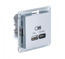 ATLASDESIGN USB РОЗЕТКА A + тип-C 45Вт высокоскор.заряд. QC,PD, мех.,АЛЮМИНИЙ