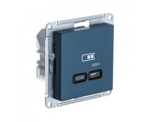 ATLASDESIGN USB РОЗЕТКА тип-С 65Вт высокоскор.заряд. QC, PD, механизм, ИЗУМРУД