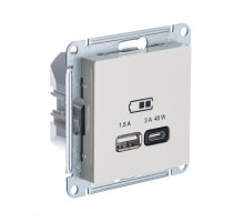ATLASDESIGN USB РОЗЕТКА A + тип-C 45Вт высокоскор.заряд. QC,PD, мех., БЕЖЕВЫЙ