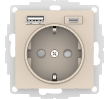 ATLASDESIGN РОЗЕТКА 16А c 2 USB A+C, 5В/2,4А/3,0А, 2х5В/1,5А, механизм, БЕЖЕВЫЙ