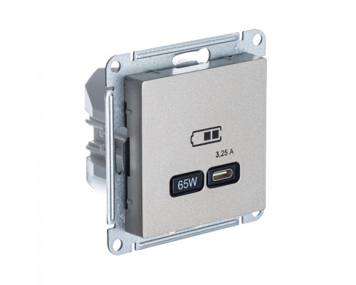 ATLASDESIGN USB РОЗЕТКА тип-С 65Вт высокоскор.заряд. QC, PD, механизм, ШАМПАНЬ
