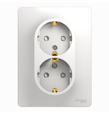 Розетка 2-местная, с заземлением со шторками с рамкой Schneider Electric Glossa GSL000126 Белый - GS