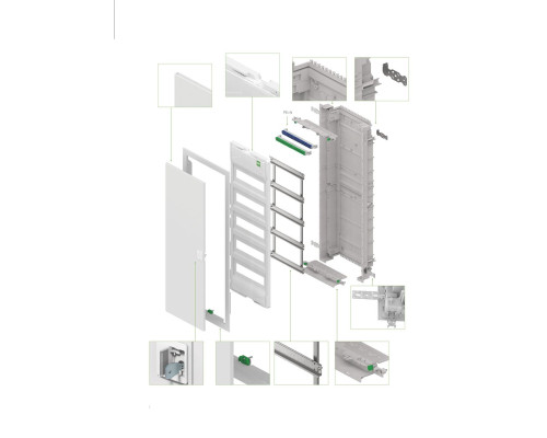 Щит встраив. MSF 5x12M (60M), N/PE 2x(2x25+20x16mm2+19x10mm2), мет. дверь, белый RAL9016, 853x358x97