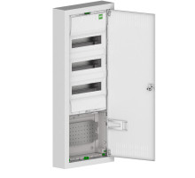 Щит настенный MSF TWIN RN комбинированный,3*12M+1xМП перф., N/PE-шинки, 1xSCHUKO, мет. дверь, белый
