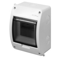 Щит навесной ELEGANT 1x5M, N/PE 1x10mm2, дымчатая пласт. дверь, белый RAL9003, 156x116x98mm, IP40