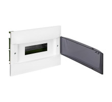 Щиток встр. Practibox S в полые стены (гипсокартон) 12М (1х12), прозр. дым. дверь, с клеммами N+PE,