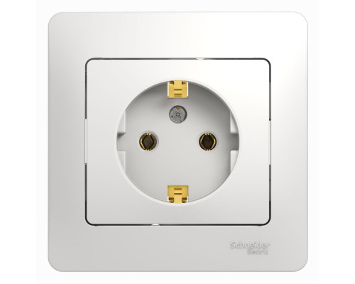 Розетка с заземлением без шторок с рамкой Schneider Electric Glossa GSL000142 Белый - GSL000142