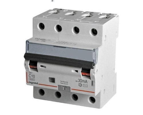 DX3 4P 10A тип АС 30мA 6kA 4М Дифф. авт. выкл.