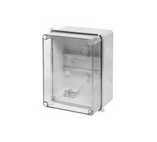 Коробка распред. CARBO-BOX, 118x158x80mm, с DIN-рейкой, прозрачная крышка, ABS/PC, GW 650°C, IP55 | арт.0230-00