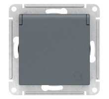 Розетка с заземлением со шторками с крышкой Schneider Electric AtlasDesign ATN000746 Грифель - ATN00