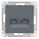 Розетка компьютерная двойная RJ45+RJ45 Schneider Electric AtlasDesign ATN000785 Грифель - ATN000785
