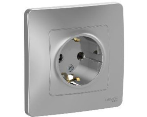 BLNRS001013 BLANCA С/У РОЗЕТКА с заземлением без шторок, 16А, 250В, АЛЮМИНИЙ - BLNRS001013