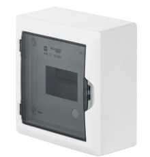 Щит навесной ECO BOX 1x6M, N/PE 2x 2x16+3x10mm2, дымчатая пласт. дверь, белый RAL9003, 198x192x96mm,