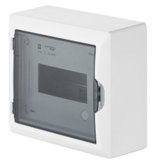 Щит навесной ECO BOX 1x8M, N/PE 2x 2x16+5x10mm2, дымчатая пласт. дверь, белый RAL9003, 198x228x96mm,