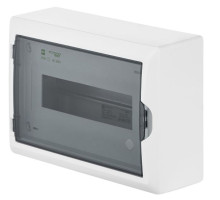 Щит навесной ECO BOX 1x12M, N/PE 2x 6x16+3x10mm2, дымчатая пласт. дверь, белый RAL9003, 198x298x96mm