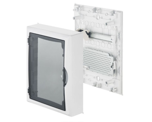 Щит навесной ECO BOX мультимед, TS35+1x МП перф.118x270mm, дымчатая пласт. дверь, белый RAL9003, 434
