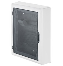 Щит навесной ECO BOX мультимед, TS35+1x МП перф.118x270mm, дымчатая пласт. дверь, белый RAL9003, 434
