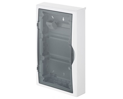 Щит навесной ECO BOX мультимед, TS35+2x МП перф.118x270mm, дымчатая пласт. дверь, белый RAL9003, 560