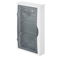 Щит навесной ECO BOX мультимед, TS35+2x МП перф.118x270mm, дымчатая пласт. дверь, белый RAL9003, 560