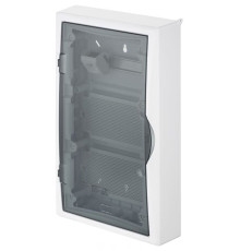 Щит навесной ECO BOX мультимед, TS35+2x МП перф.118x270mm, дымчатая пласт. дверь, белый RAL9003, 560