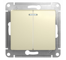 Выключатель 2-клавишный, с подсветкой Schneider Electric Glossa GSL000253 Бежевый - GSL000253