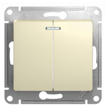 Выключатель 2-клавишный, с подсветкой Schneider Electric Glossa GSL000253 Бежевый - GSL000253
