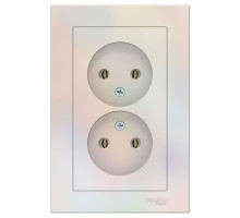 Розетка двойная без заземления с рамкой Schneider Electric AtlasDesign ATN000420 Жемчуг - ATN000420