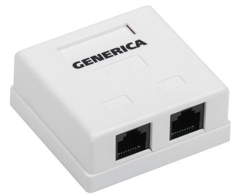 Розетка информационная настенная RJ45 кат.5E UTP 2 порта GENERICA - CS2-1C5EU-22-G