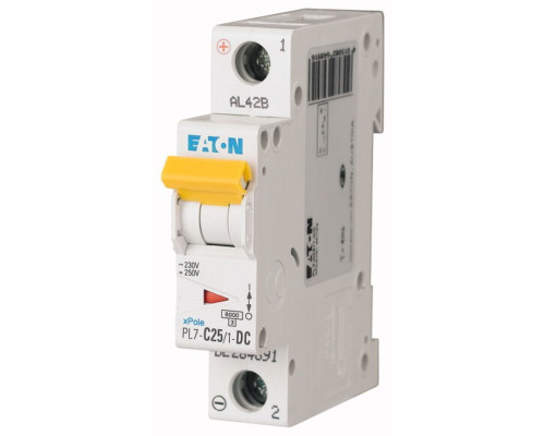 Авт. выключатель PL7-C25/1-DC, 1P, 25A, хар-ка C, 10kA, 250VAC/DC, 1M