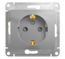 Розетка  с заземлением со шторками Schneider Electric Glossa GSL000345 Алюминий - GSL000345