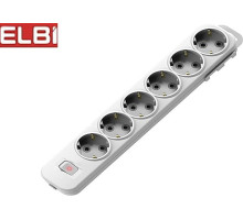 EL-BI,Myra,колодка 6гн c/з с выкл. белая,527-010200-602