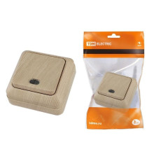 Выключатель 1-кл. открытой установки с подсветкой IP20 10А, сосна "Ладога" TDM