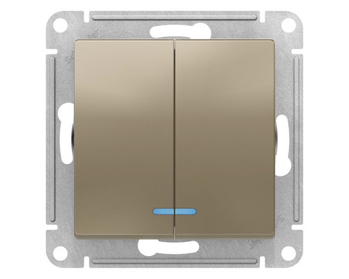 Выключатель 2-клавишный с подсветкой Schneider Electric AtlasDesign ATN000553 Шампань - ATN000553