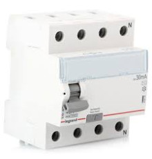 УЗО Legrand TX3, электромеханическое, 4P, 25A, 10kA, 30mA, тип AC, 4M