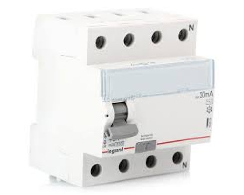 УЗО Legrand TX3, электромеханическое, 4P, 40A, 10kA, 30mA, тип AC, 4M