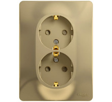 Розетка 2-местная, с заземлением со шторками с рамкой Schneider Electric Glossa GSL000426 Титан - GS